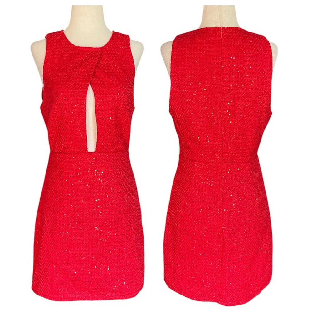 Le Lis Collection mini dress featuring sparkle sequins and a front cut-out